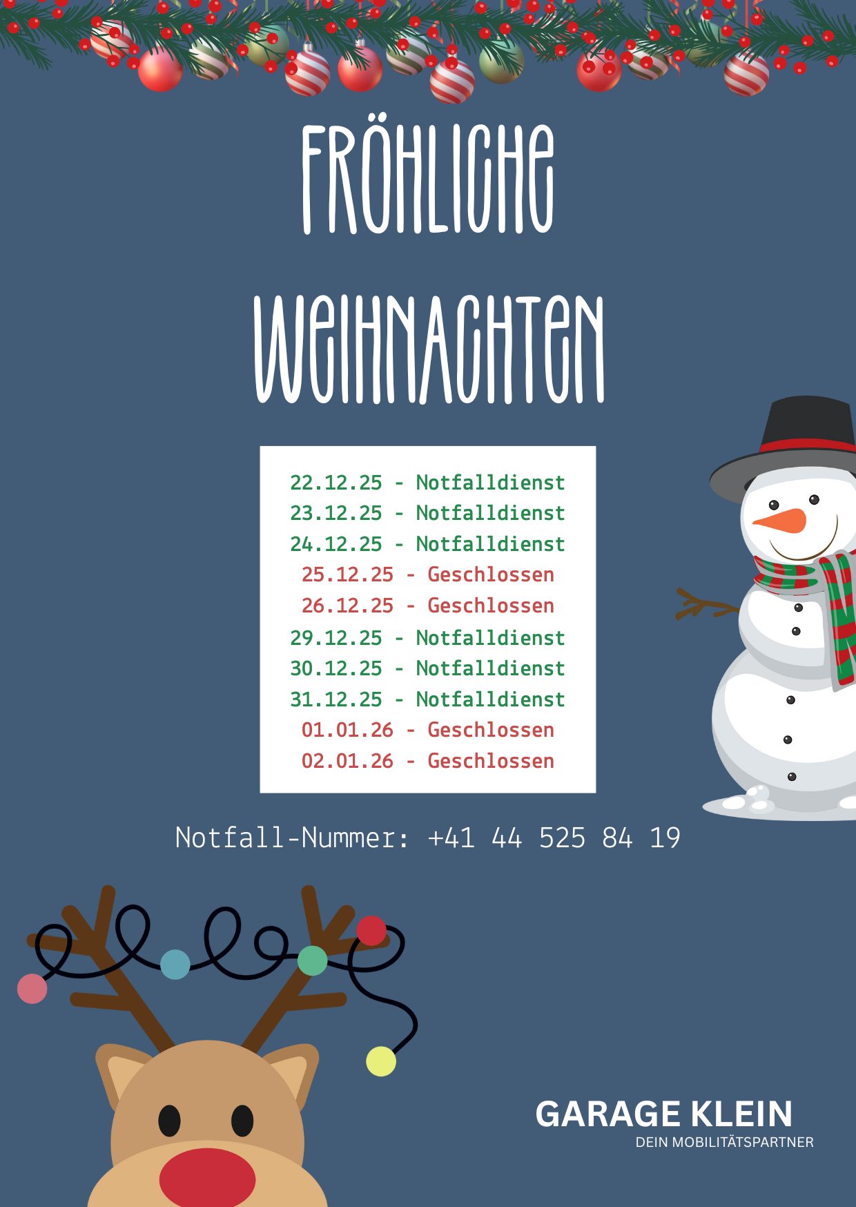 Öffnungszeiten für Weihnachten (2)